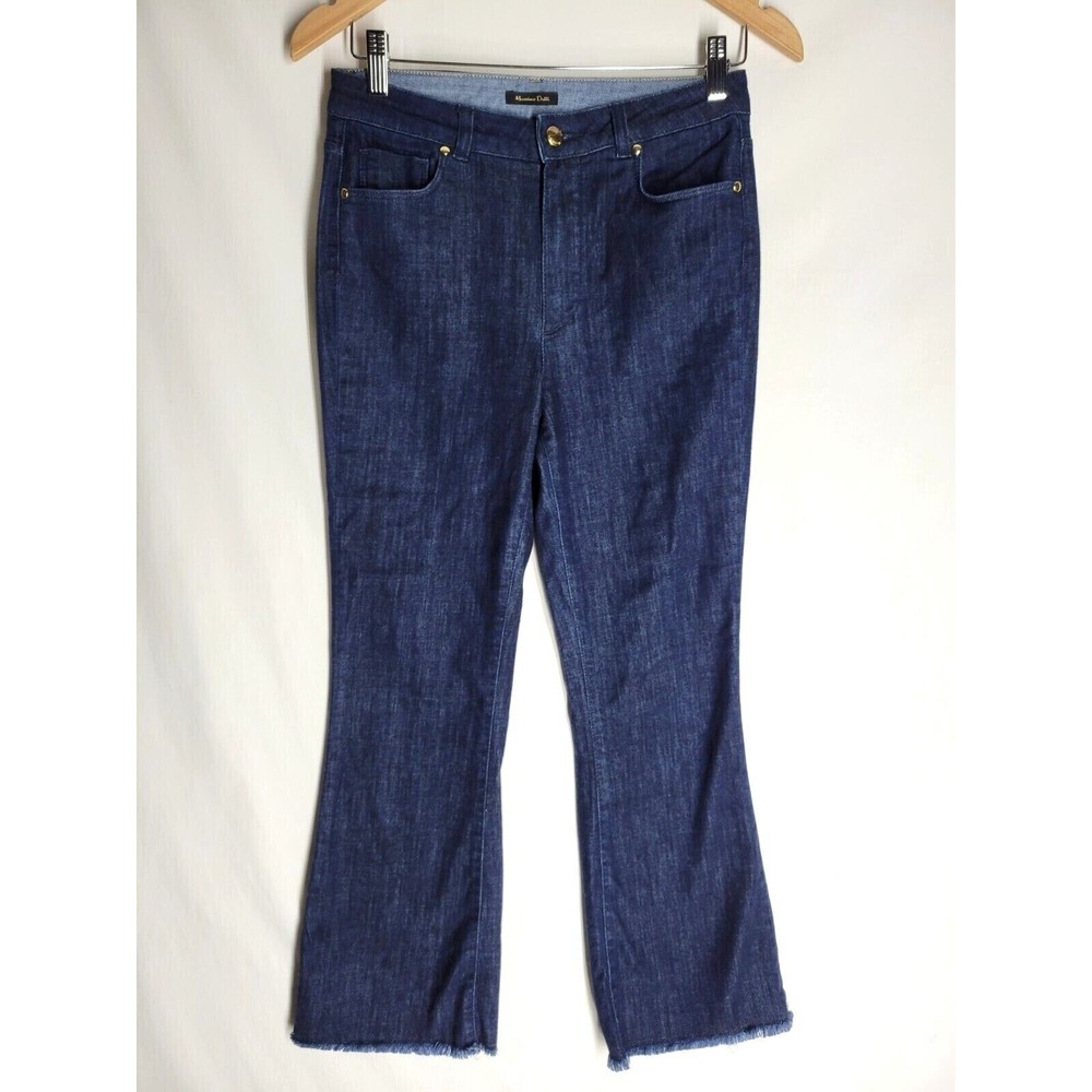 Massimo Dutti Women's Jeans Navy Blue Size USA 4 EUR 36 Semi Flare Mid Rise